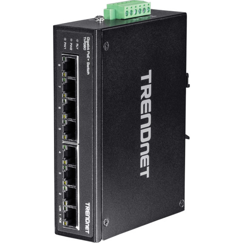 TRENDnet TI-PG80 8-Port Hardened Industrial Gigabit POE+ DIN-Rail Switch