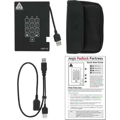 Apricorn 2TB Aegis Fortress FIPS 140-2 Level 2 Secure USB 3.0 Portable Drive