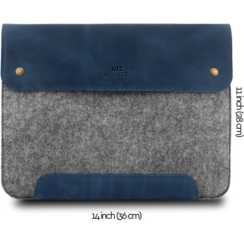 MegaGear Genuine Leather and Fleece Sleeve for 13.3" MacBook (Dark Blue)
