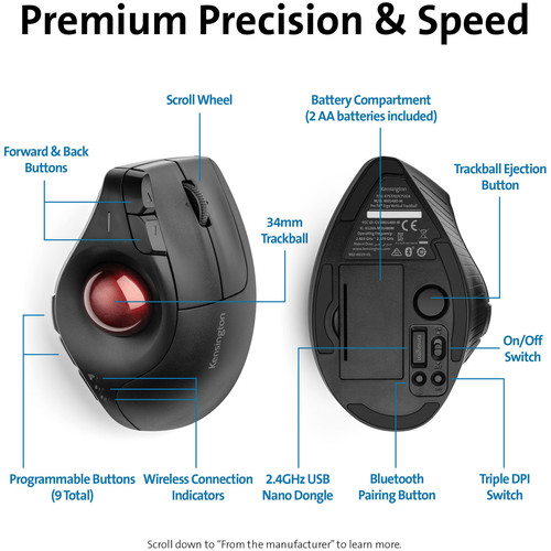 Kensington Pro Fit Wireless Vertical Trackball