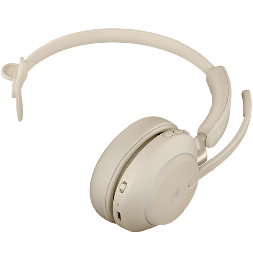 Jabra Evolve2 65 Mono Wireless On-Ear Headset (Microsoft Teams, USB Type-C, Beige)