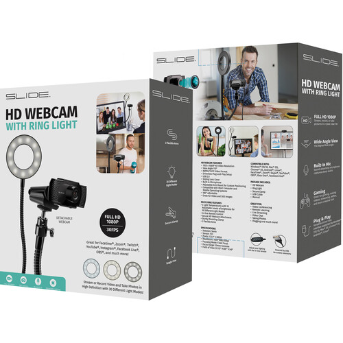 SLIDE HD Webcam with Ring Light