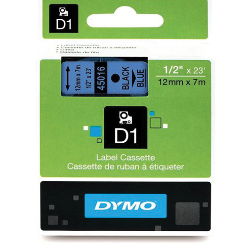Dymo Standard D1 Labels (Black Print, Blue Tape - 1/2" x 23')