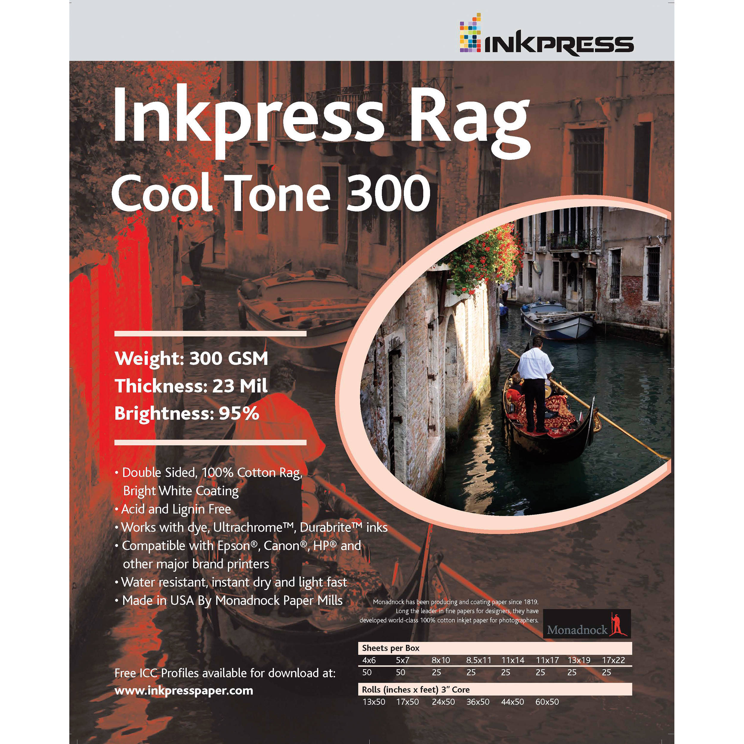 Inkpress Media Inkpress Rag Cool Tone 300 Double Sided (8.5x11" - 5 Sheets)