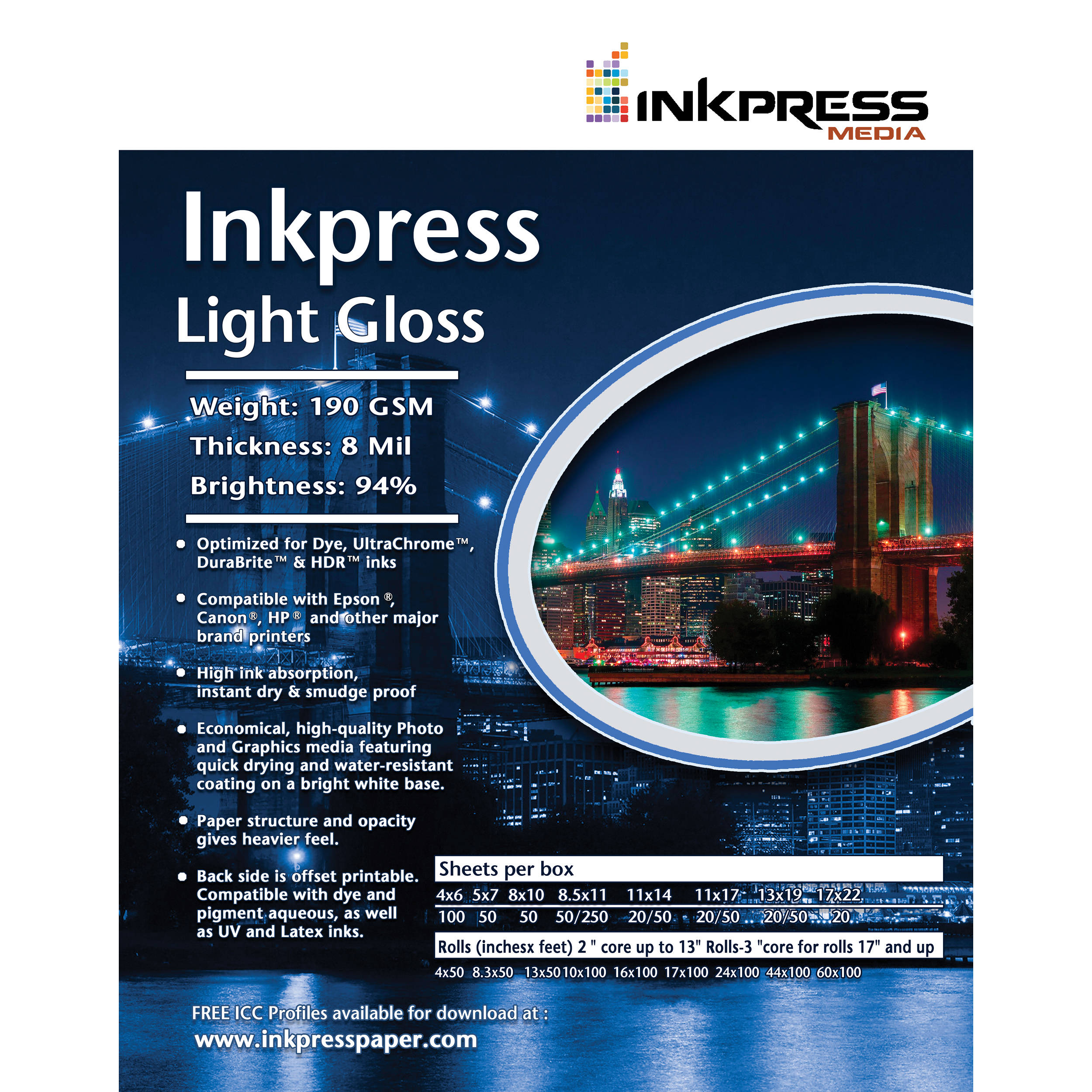 Inkpress Media Light Gloss (8.5x11" - 100 Sheets)
