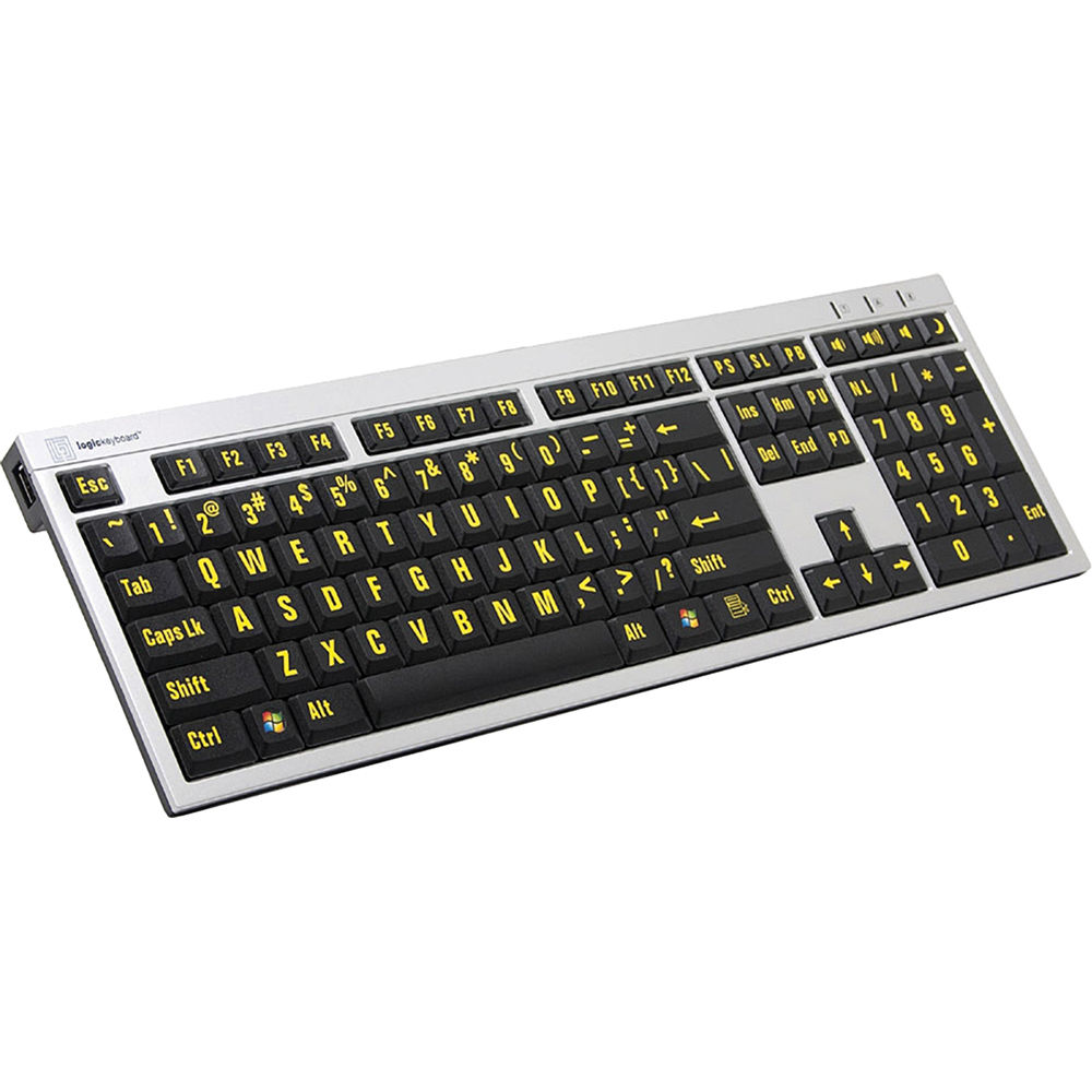 LogicKeyboard XLPrint PC Slim Line Keyboard with Large Print (Yellow on Black)