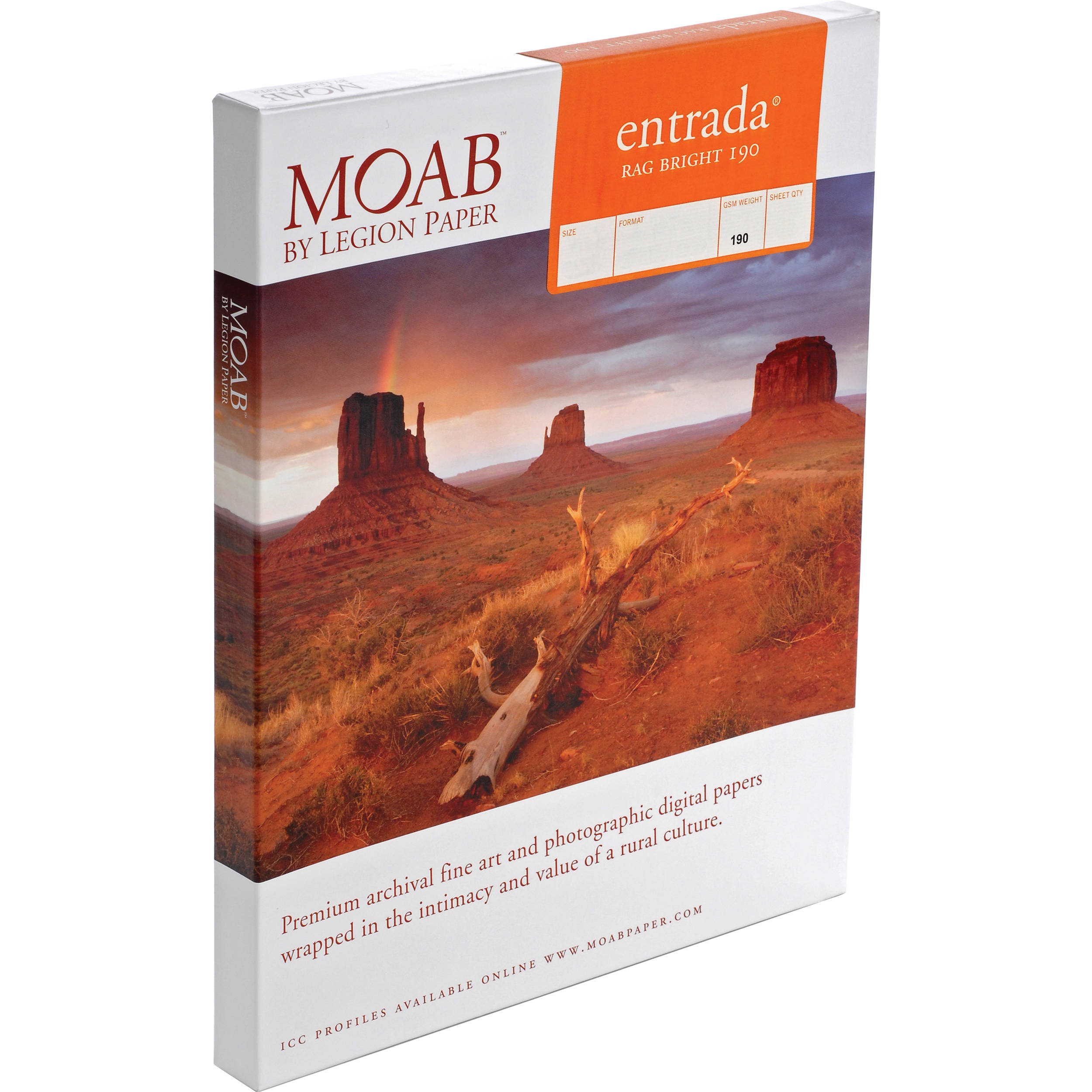 Moab Entrada Rag Bright 190 Paper (A2 16.5 x 23.4", 25 Sheets)