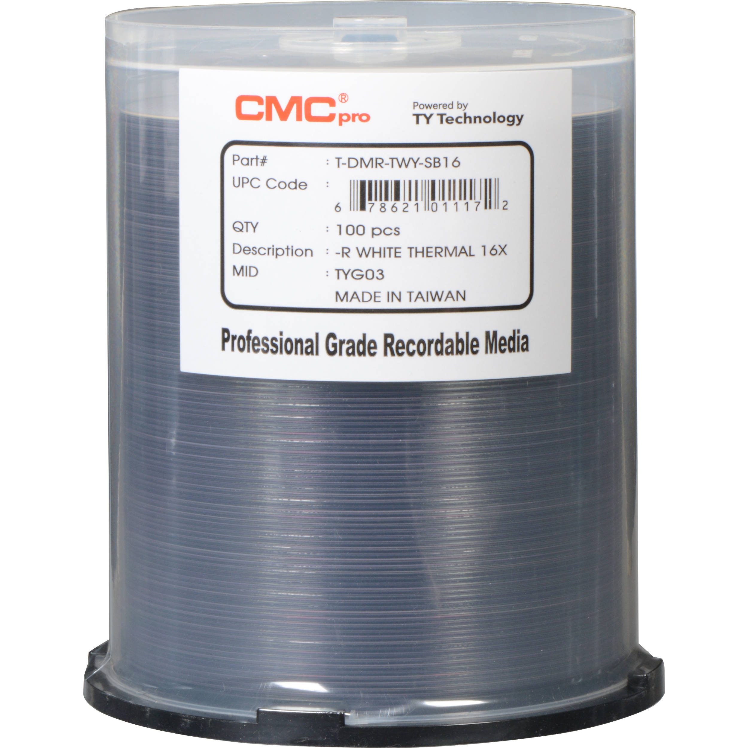 CMC Pro 4.7GB DVD-R 16x White Thermal Printable Disc (100-Pack)
