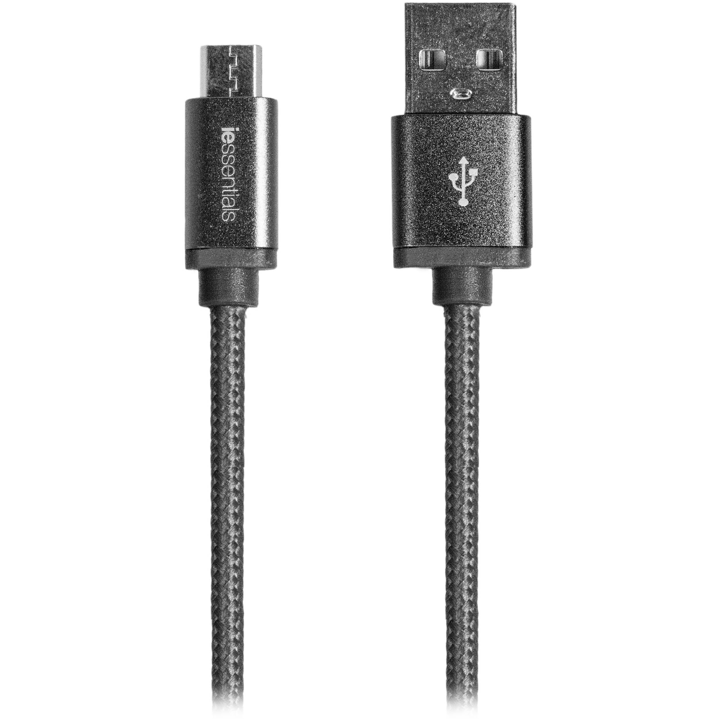 iEssentials Tangle-Free Charge & Sync Micro-USB Cable (6', Black)