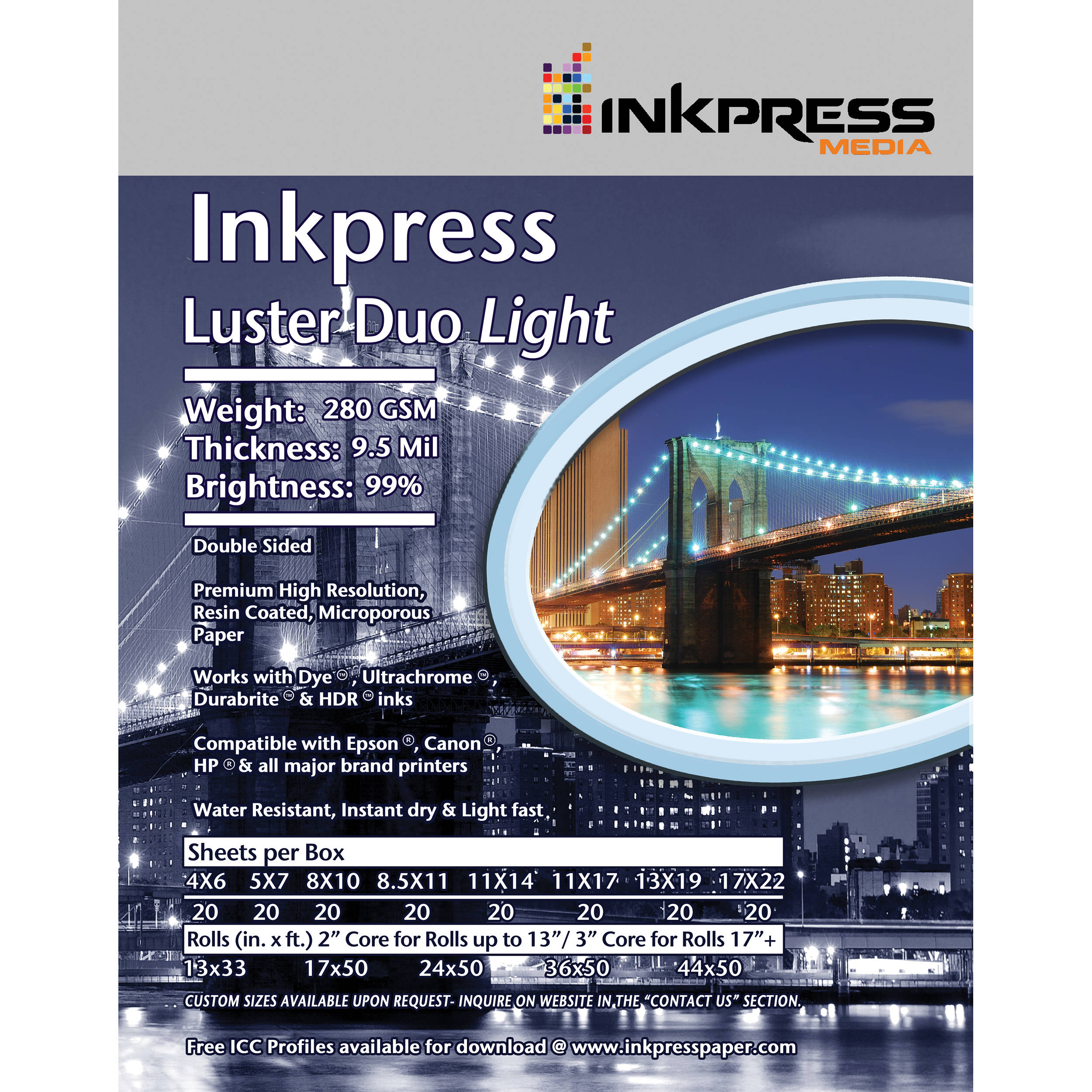 Inkpress Media Luster Duo 280 Paper (11 x 17", 20 Sheets)