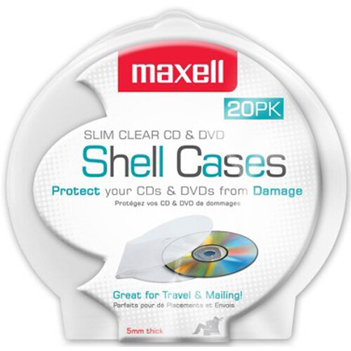 Maxell CD-356 CD and DVD Cases (Clear, 20-Pack)