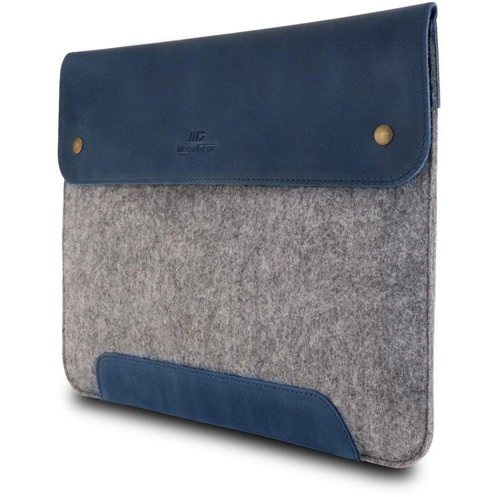 MegaGear Genuine Leather and Fleece Sleeve for 13.3" MacBook (Dark Blue)
