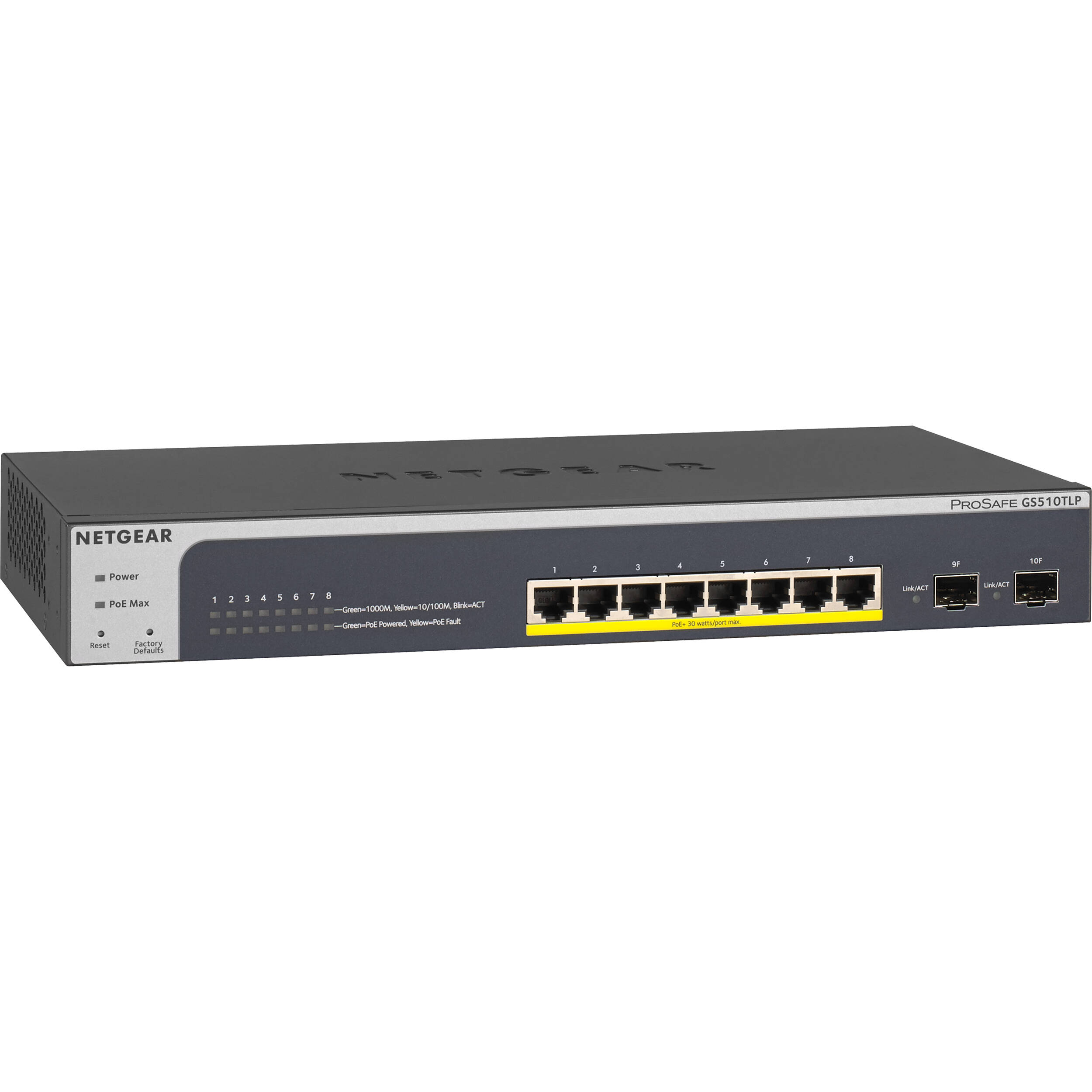 Netgear ProSAFE GS510TLP 8-Port Gigabit Ethernet PoE+ Compliant Managed Switch with SFP