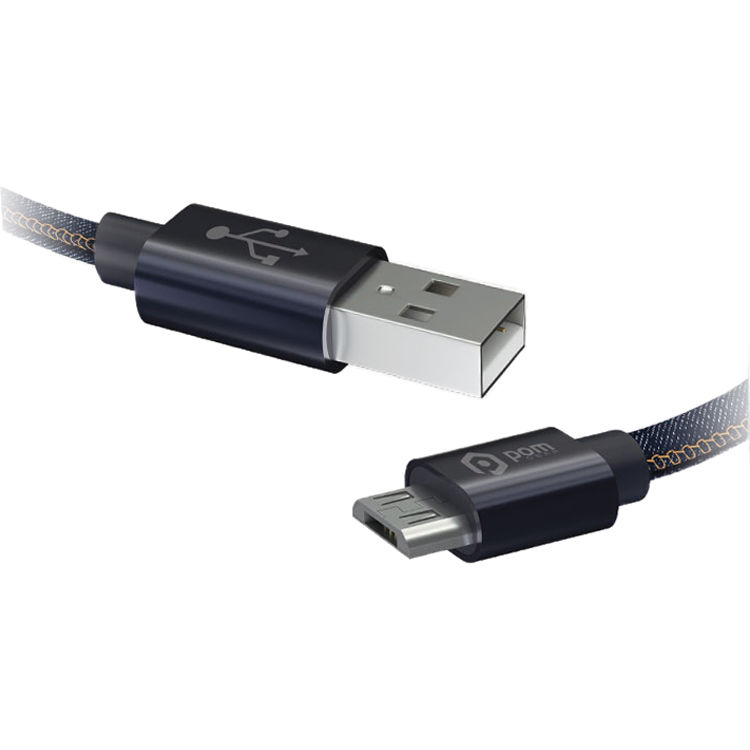 POM GEAR Micro-USB Type-B Male to USB Type-A Male Charging Cable (10', Dark Denim)