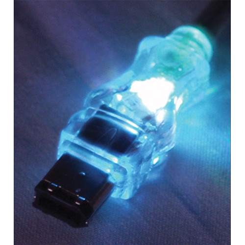 QVS FireWire/i.Link 6-Pin Translucent Cable with White LEDs (10')