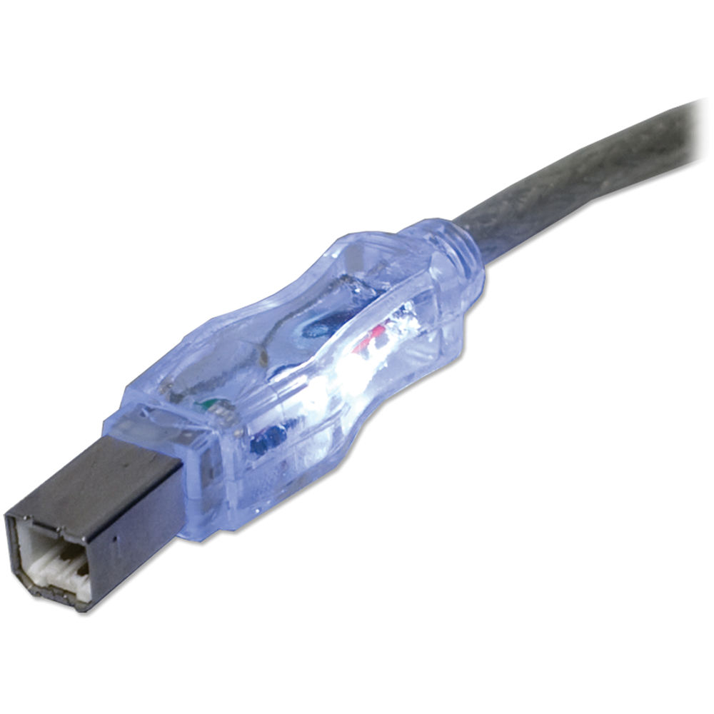 QVS USB 2.0 Male to Male Translucent Cable with White LEDs (6')
